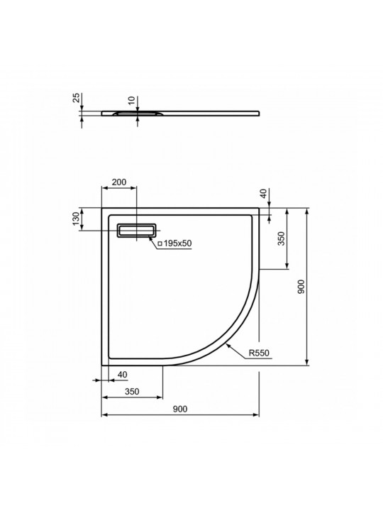 Душевая кабина-тумба IDEAL STANDARD ULTRAFLAT NEW SHT 90X90 QUAD WHITE (T449201)