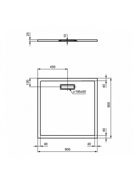 Shower cabin-pedestal IDEAL STANDARD ULTRAFLAT NEW SHT 90X90 SQR BLACK SILK (T4467V3)