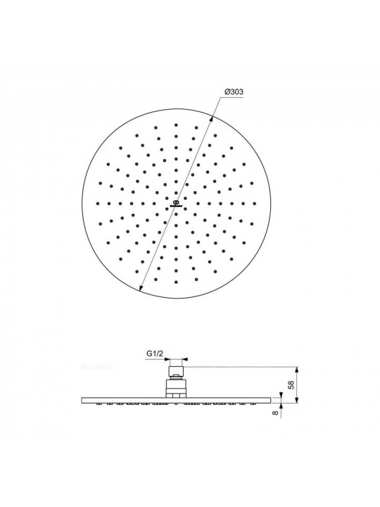 Душ-кран IDEAL STANDARD IRAIN RAINSHR ROUND 300MM 12L/MIN SBLK (A5803XG)