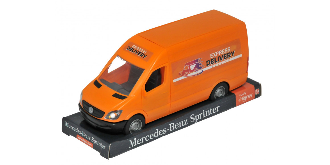 transport TIGRES 39719 Mercedes-Benz Sprinter грузовой (оранжевый) на планшетке, Tigres 