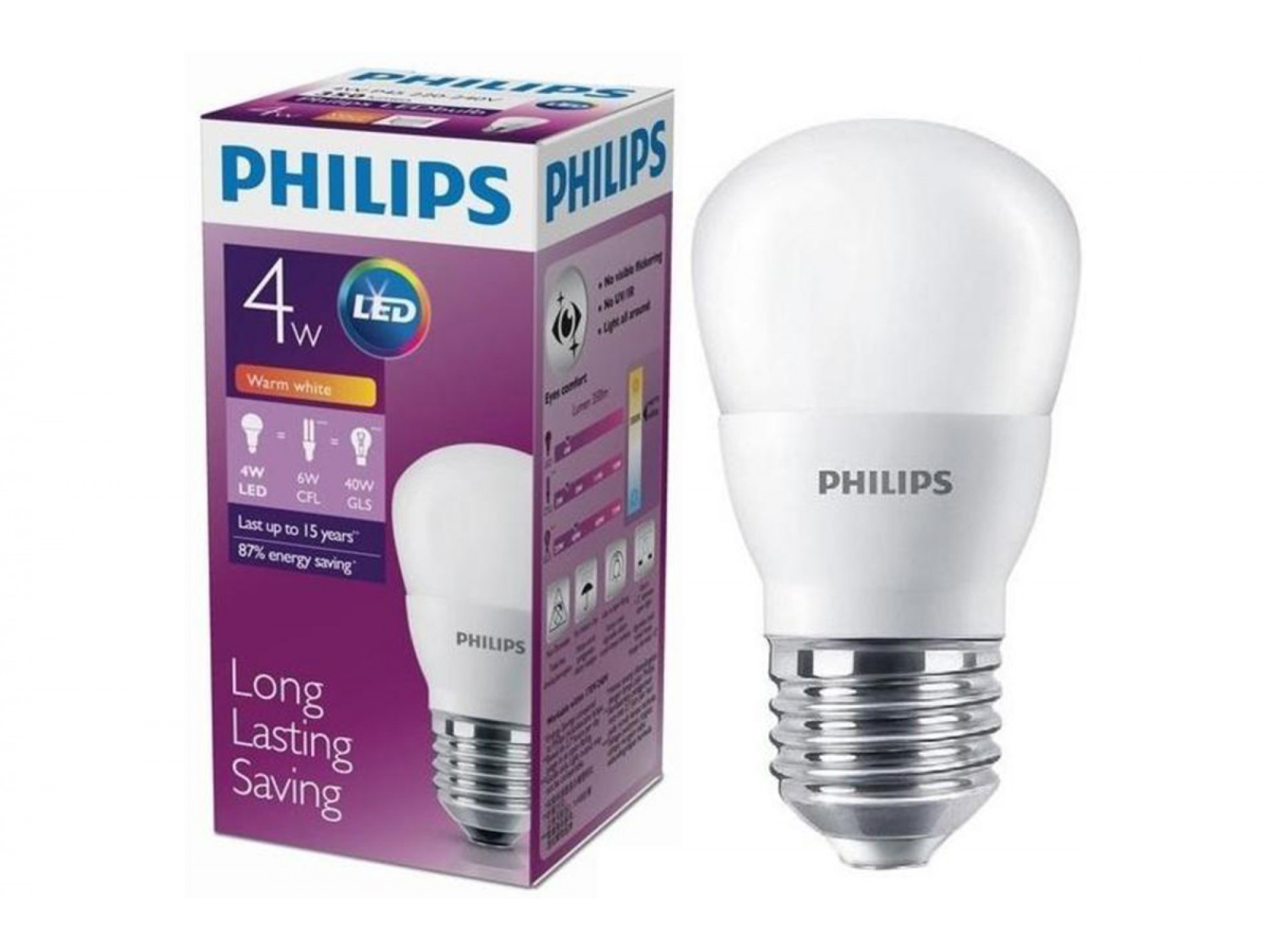 Otherwise pick up pear lamp philips led bulb-4-40w-e27-3000k-230v-p45(484906)