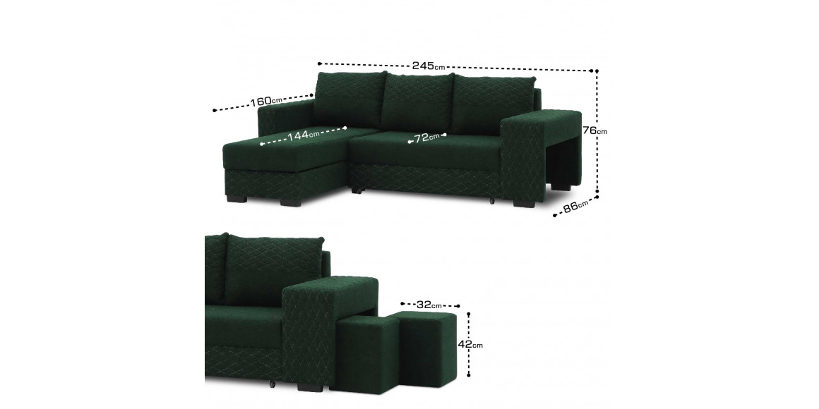 Sofa HOBEL CORNER SONYA GREEN BONCUK 17/ GREEN BONCHUK 17 L G (5) 