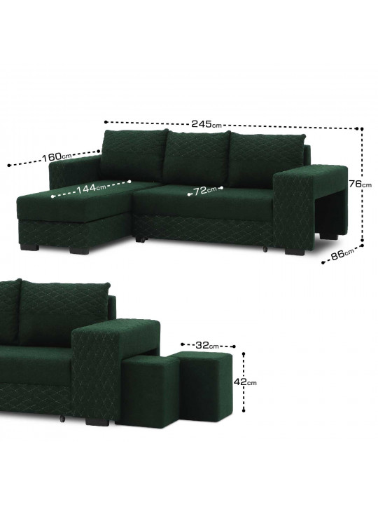 Բազմոց HOBEL CORNER SONYA GREEN BONCUK 17/ GREEN BONCHUK 17 L G (5) 