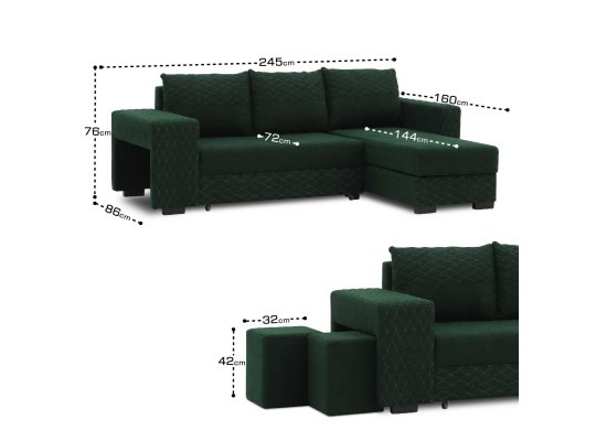 Sofa HOBEL CORNER SONYA GREEN BONCUK 17/ GREEN BONCHUK 17 R G (5) 
