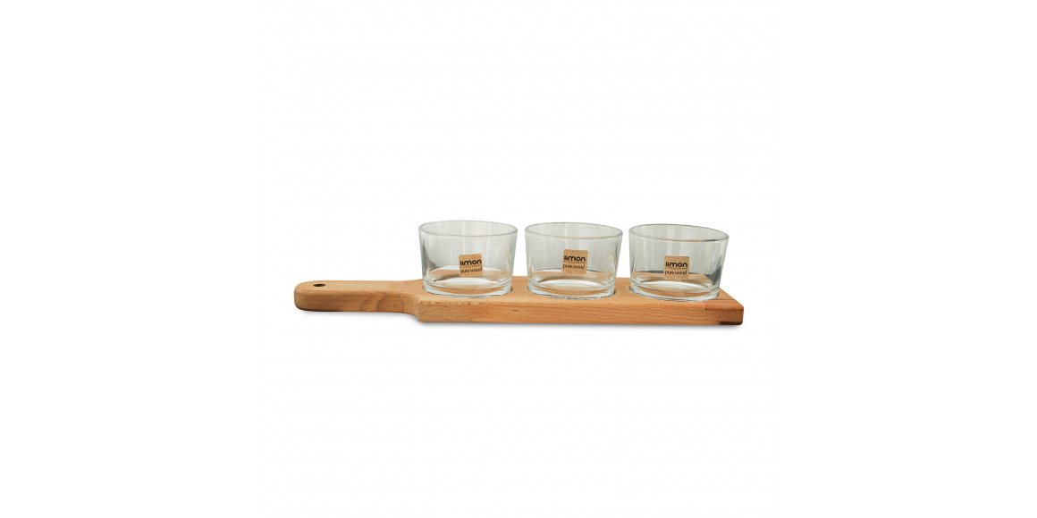 Մթերքի տարաներ LIMON 221859 SNACK SERVING 3 SECTION 190ML W/WOODEN BASE (908367) 