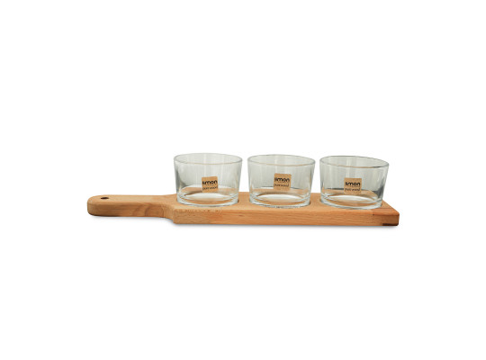 Пищевые контайнеры LIMON 221859 SNACK SERVING 3 SECTION 190ML W/WOODEN BASE (908367) 