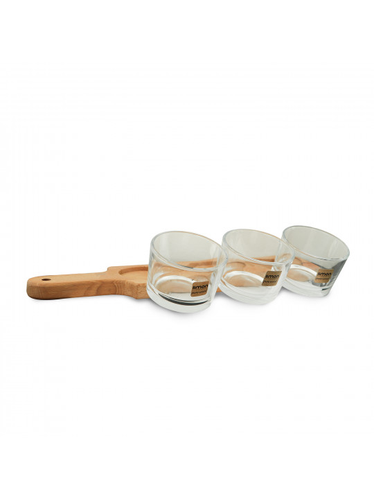 Пищевые контайнеры LIMON 221859 SNACK SERVING 3 SECTION 190ML W/WOODEN BASE (908367) 