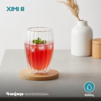 Кружки XIMI 6941963992664 400ML/13.53FL.OZ. STRIPED EGG-SHAPED DOUBLE-LAYER GLASS CUP (CLEAR) (992664)