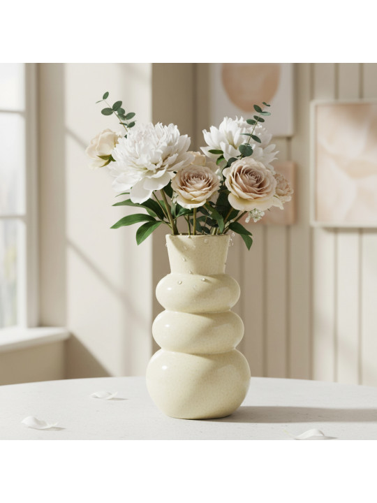 Ծաղկաման KOOPMAN BUBBLE VASE CREAM 16X29CM (110860) (APF660170)