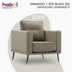Кресло HOBEL ARMANDO 1 STR BLACK 20/ CAPPUCCINO LEONARDO 5 (1) 