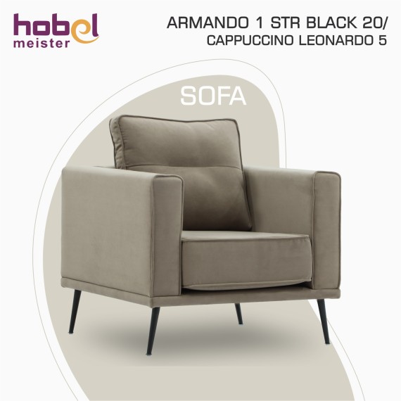 Armchair HOBEL ARMANDO 1 STR BLACK 20/ CAPPUCCINO LEONARDO 5 (1) 