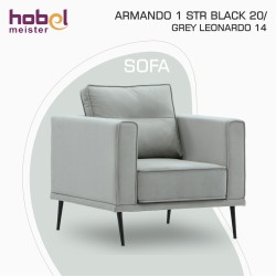 Кресло HOBEL ARMANDO 1 STR BLACK 20/ GREY LEONARDO 14 (1) 