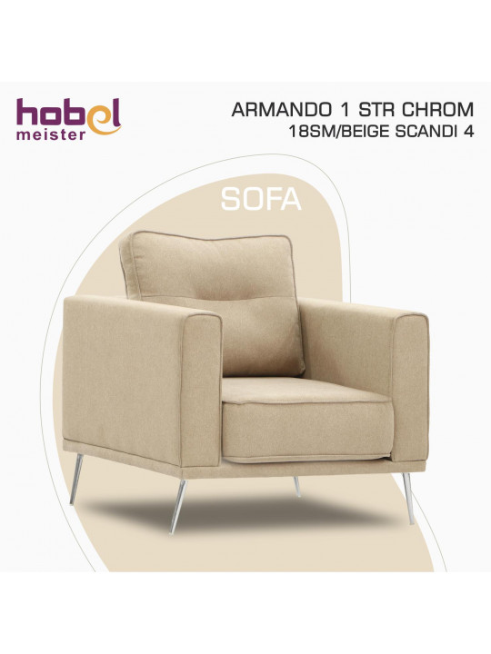Բազկաթոռ HOBEL ARMANDO 1 STR CHROM 18SM/BEIGE SCANDI 4 (1) 