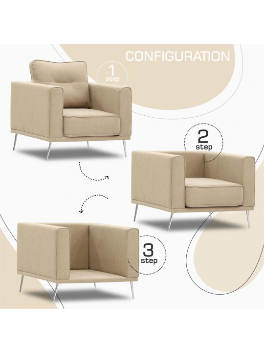 Բազկաթոռ HOBEL ARMANDO 1 STR CHROM 18SM/BEIGE SCANDI 4 (1) 