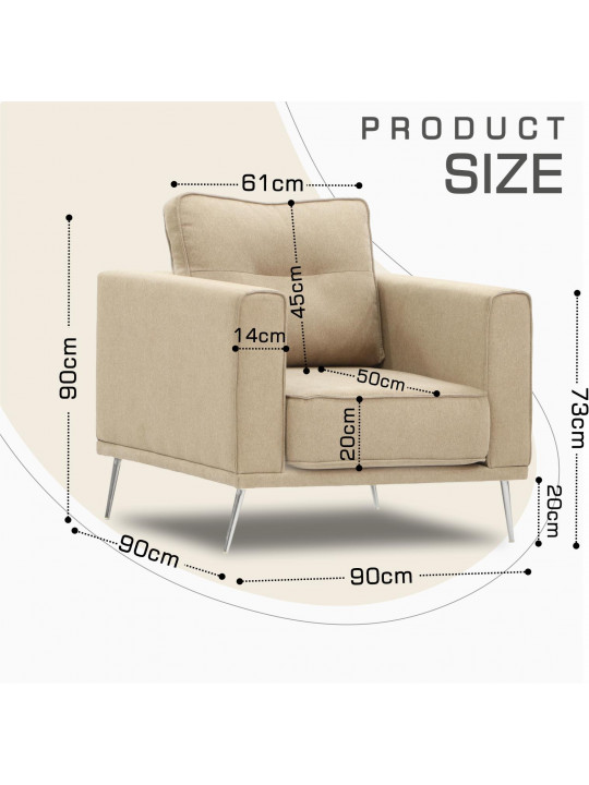 Բազկաթոռ HOBEL ARMANDO 1 STR CHROM 18SM/BEIGE SCANDI 4 (1) 