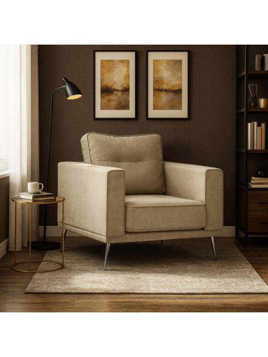 Բազկաթոռ HOBEL ARMANDO 1 STR CHROM 18SM/BEIGE SCANDI 4 (1) 