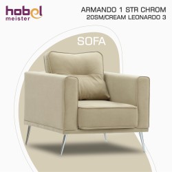 Кресло HOBEL ARMANDO 1 STR CHROM 20SM/CREAM LEONARDO 3 (1) 