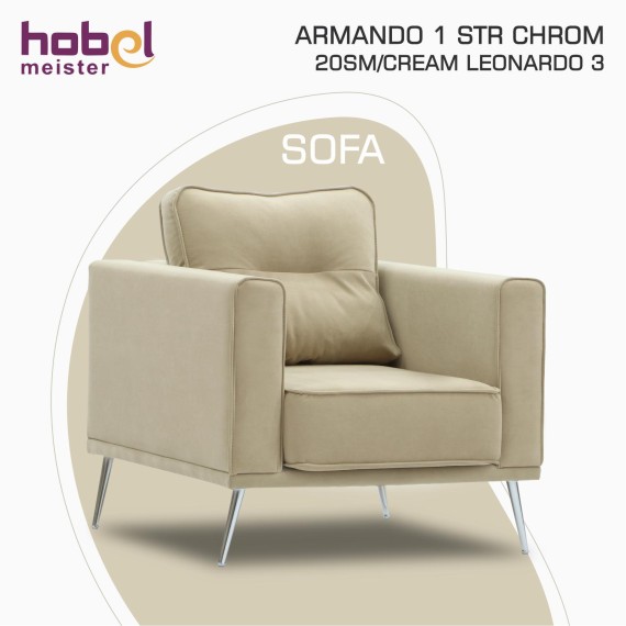 Armchair HOBEL ARMANDO 1 STR CHROM 20SM/CREAM LEONARDO 3 (1) 