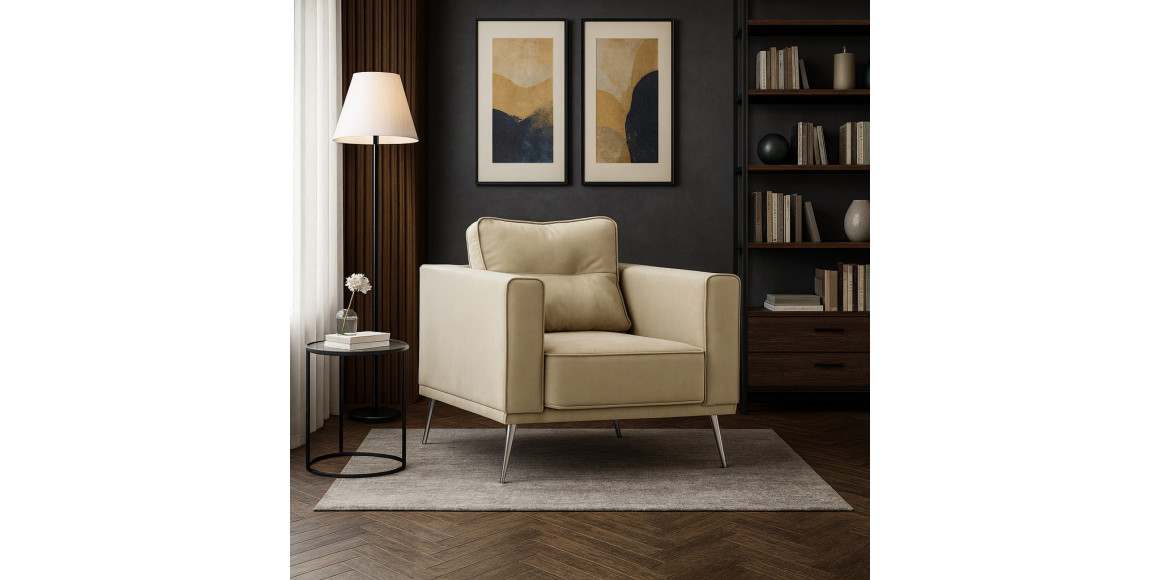 Բազկաթոռ HOBEL ARMANDO 1 STR CHROM 20SM/CREAM LEONARDO 3 (1) 