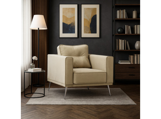 Armchair HOBEL ARMANDO 1 STR CHROM 20SM/CREAM LEONARDO 3 (1) 