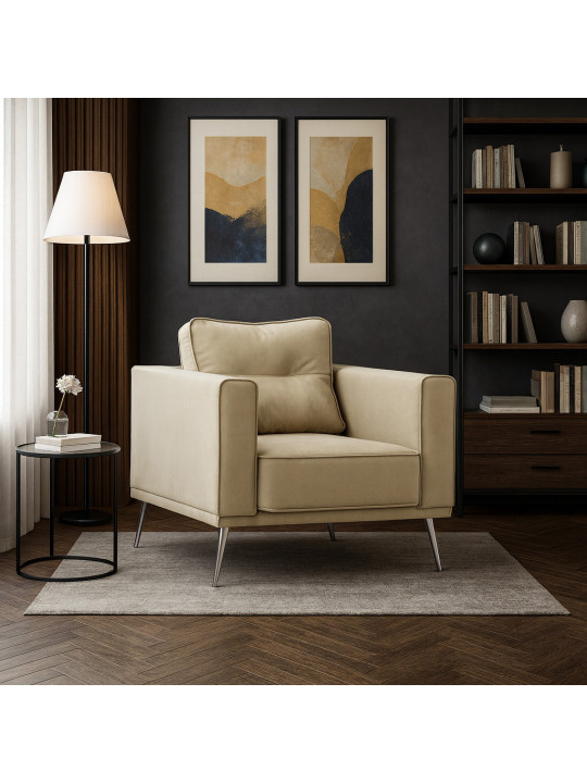 Բազկաթոռ HOBEL ARMANDO 1 STR CHROM 20SM/CREAM LEONARDO 3 (1) 