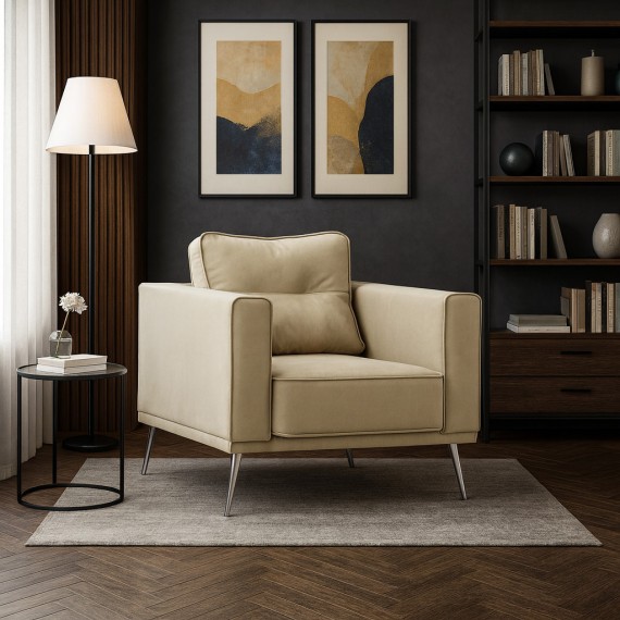 Armchair HOBEL ARMANDO 1 STR CHROM 20SM/CREAM LEONARDO 3 (1) 