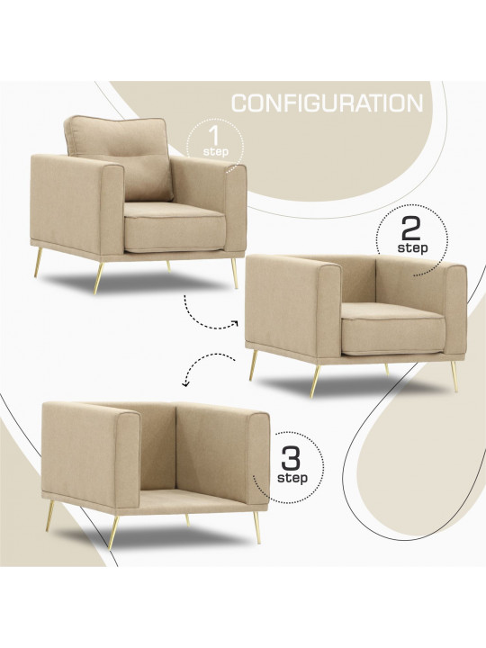 Բազկաթոռ HOBEL ARMANDO 1 STR GOLD 20SM/BEIGE SCANDI 4 (1) 