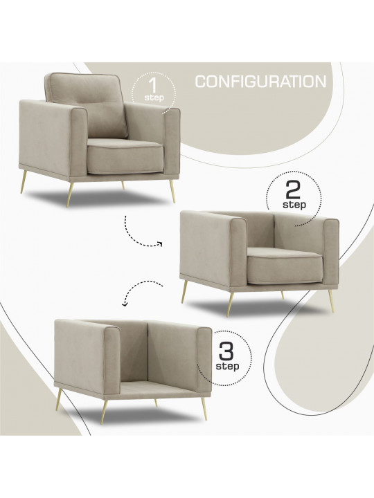 Armchair HOBEL ARMANDO 1 STR GOLD 20SM/CAPPUCCINO LEONARDO 4 (1) 
