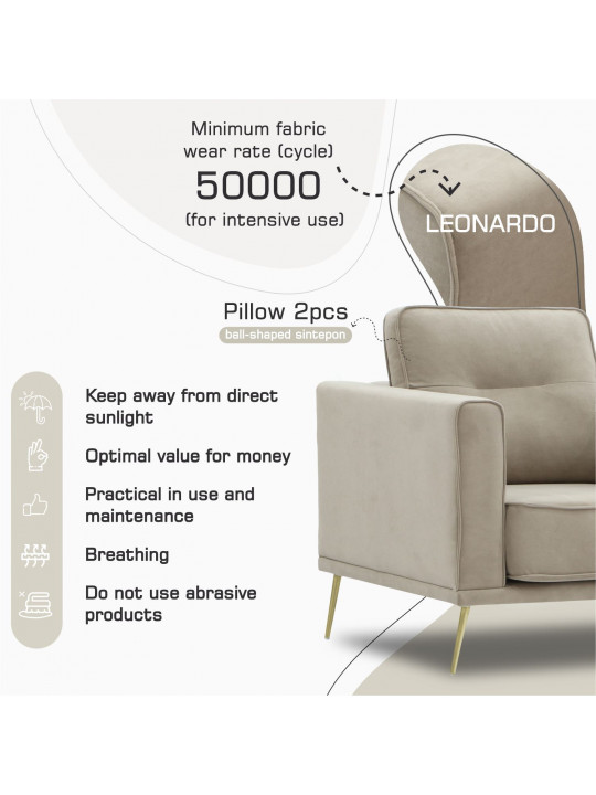 Armchair HOBEL ARMANDO 1 STR GOLD 20SM/CAPPUCCINO LEONARDO 4 (1) 