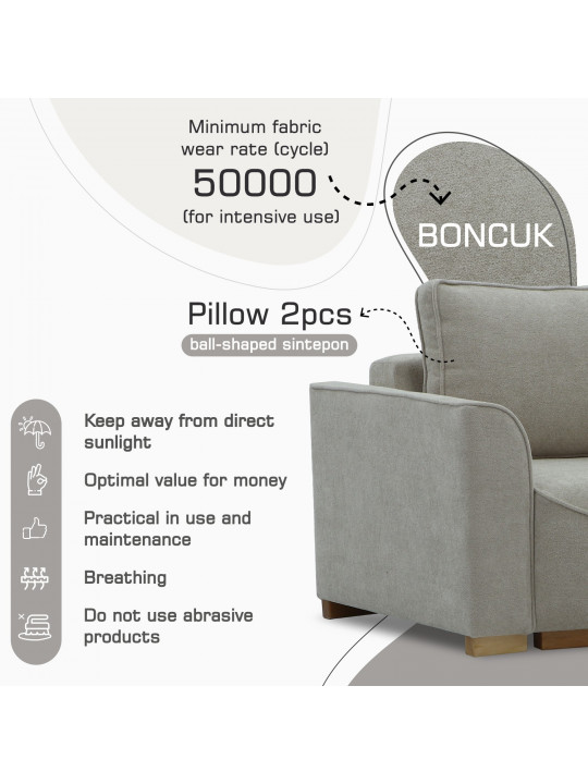 Диван HOBEL BELONA LUXE 1 CREAM BONCUK 4/ BROWN SHO 599-2 (3) 