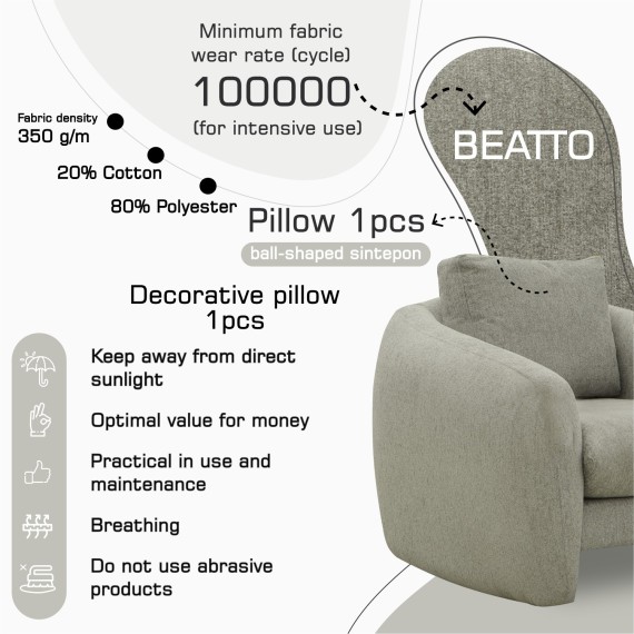 Armchair HOBEL CHILI 1 LIGHT GREY BEATTO 1067 (1) 