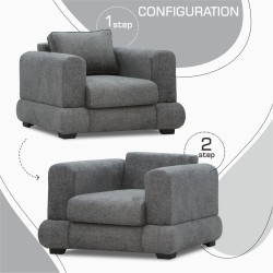 Кресло HOBEL SIDNEY PLUS 1 F/R DARK GREY BEATTO 1079 (1) 