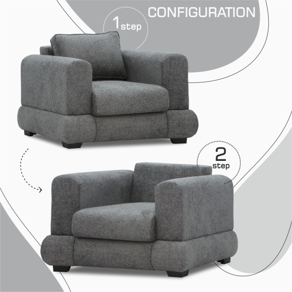 Кресло HOBEL SIDNEY PLUS 1 F/R DARK GREY BEATTO 1079 (1) 