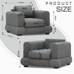 Кресло HOBEL SIDNEY PLUS 1 F/R DARK GREY BEATTO 1079 (1) 