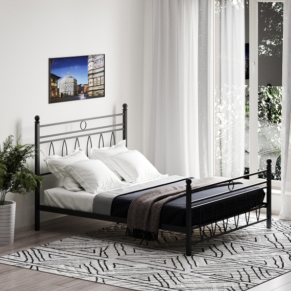 Кровать HOBEL AYLA 160x200 METAL BLACK/LM (3) 