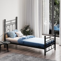 Bed HOBEL AYLA 90x200 METAL BLACK/LM (3) 