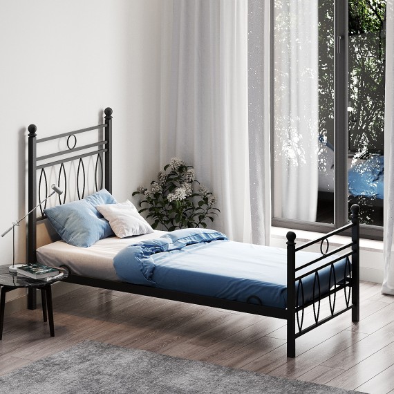 Кровать HOBEL AYLA 90x200 METAL BLACK/LM (3) 