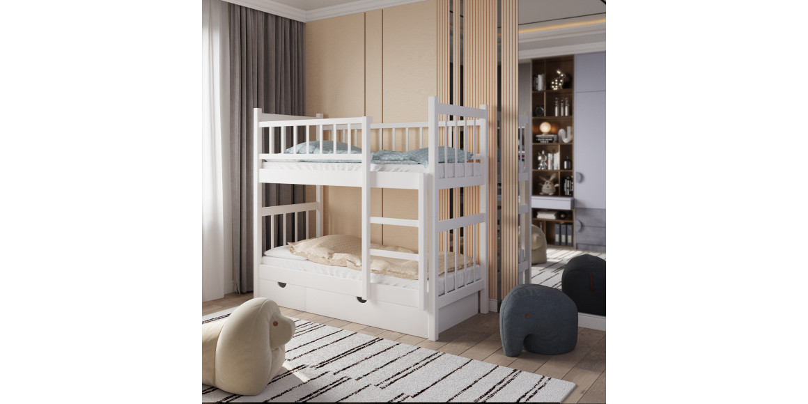 Детский кровать HOBEL TWO STOREY EX-B53 SHELF 90X190 WHITE (8) 