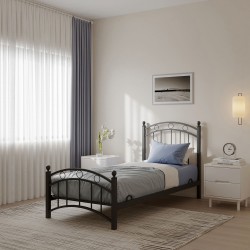Bed HOBEL LANA-02 90X200 LM METAL BLACK/BLACK (3) 