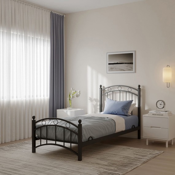 Մահճակալ HOBEL LANA-02 90X200 LM METAL BLACK/BLACK (3) 