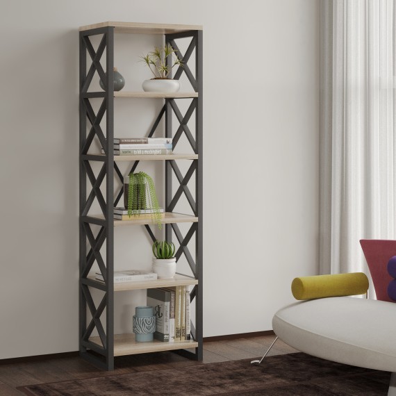 Книжный шкаф и стеллаж HOBEL LOFT-SH-139-L BLACK/ 3025 (1) 