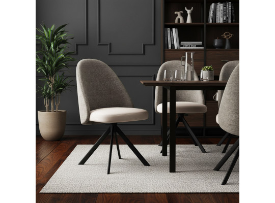 Աթոռ MAMADOMA OVAL-R, ЧЕРНЫЙ/шенилл LUX GREY BEIGE G5 - PEARL GREY LUX D7 