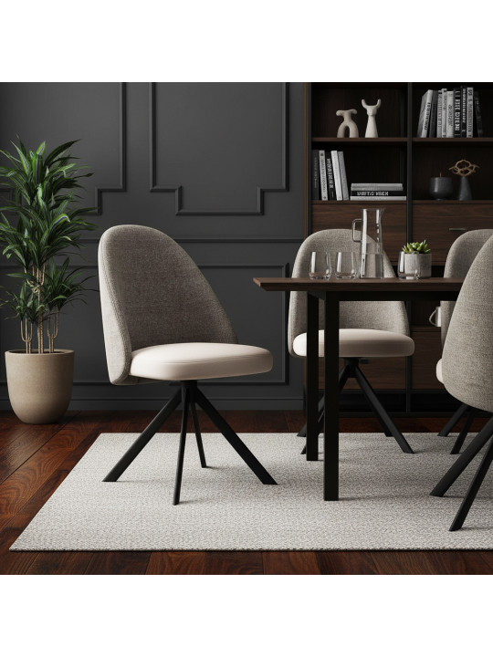 Chair MAMADOMA OVAL-R, ЧЕРНЫЙ/шенилл LUX GREY BEIGE G5 - PEARL GREY LUX D7 Chair MAMADOMA OVAL-R, ЧЕРНЫЙ/шенилл LUX GREY BEIGE G5 - PEARL GREY LUX D7