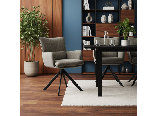 Աթոռ MAMADOMA TRUMP-R, ЧЕРНЫЙ/ШЕНИЛЛ LUX GREY BEIGE G5- ЗАМША LUX MILK 