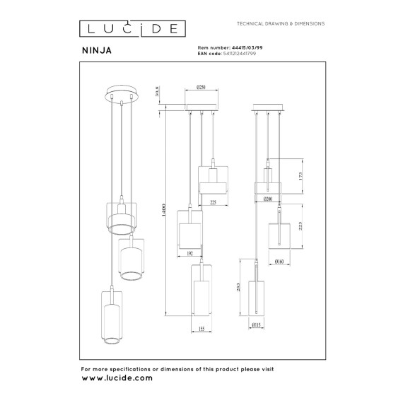 Люстра LUCIDE 44415/03/99 NINJA 