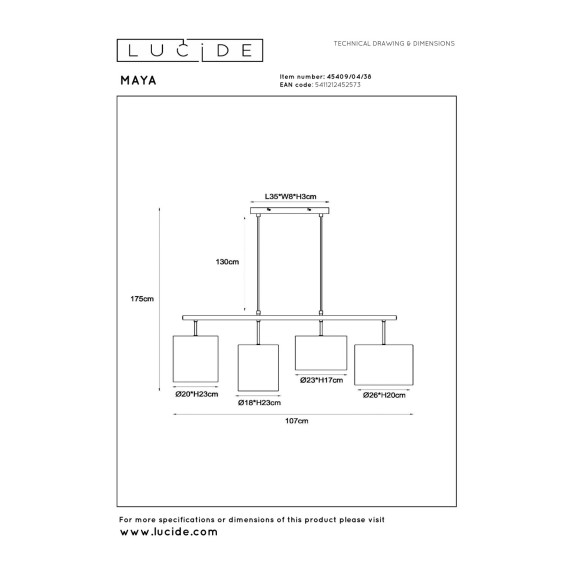 Люстра LUCIDE 45409/04/38 MAYA 