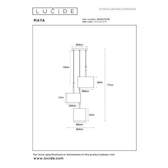 Люстра LUCIDE 45409/13/38 MAYA 