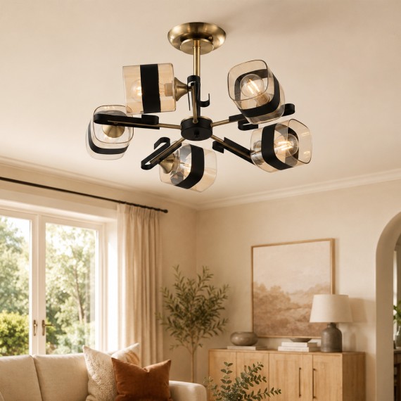 Chandelier PHOENNIX 91159/5 AB+BLK 