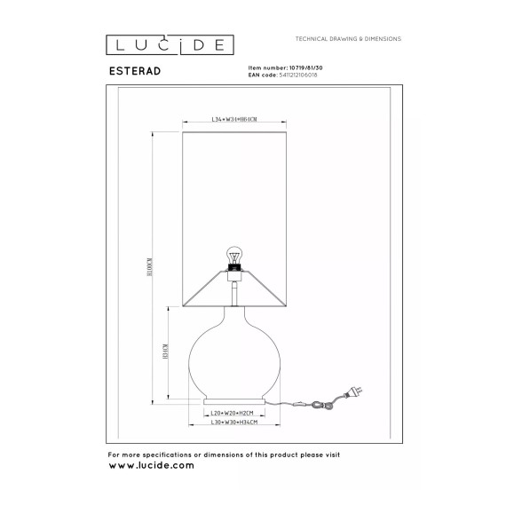 Торшер LUCIDE ESTERAD (10719/81/30)