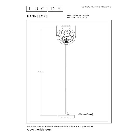 Торшер LUCIDE HANNELOR (10723/01/02)